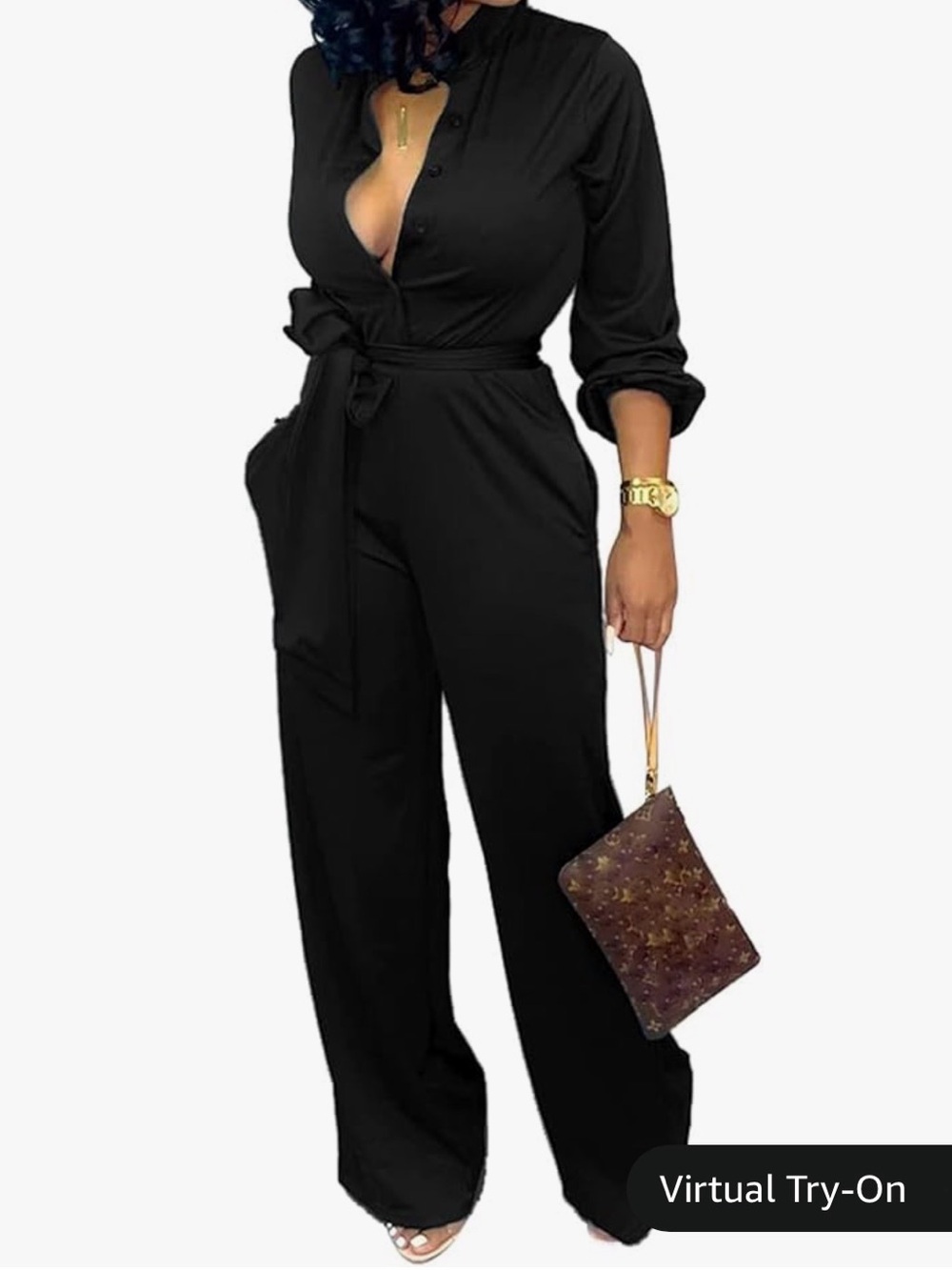 Black Long-Sleeve Pantsuit